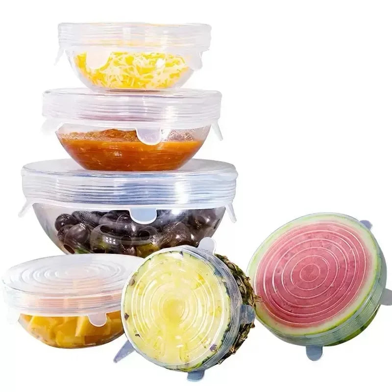 6-Pack Reusable Silicone Stretch Lids – Universal Food Covers for Bowls &