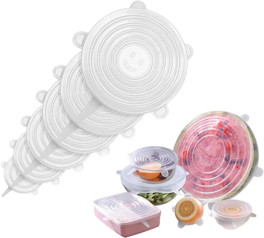 6-Pack Reusable Silicone Stretch Lids – Universal Food Covers for Bowls &