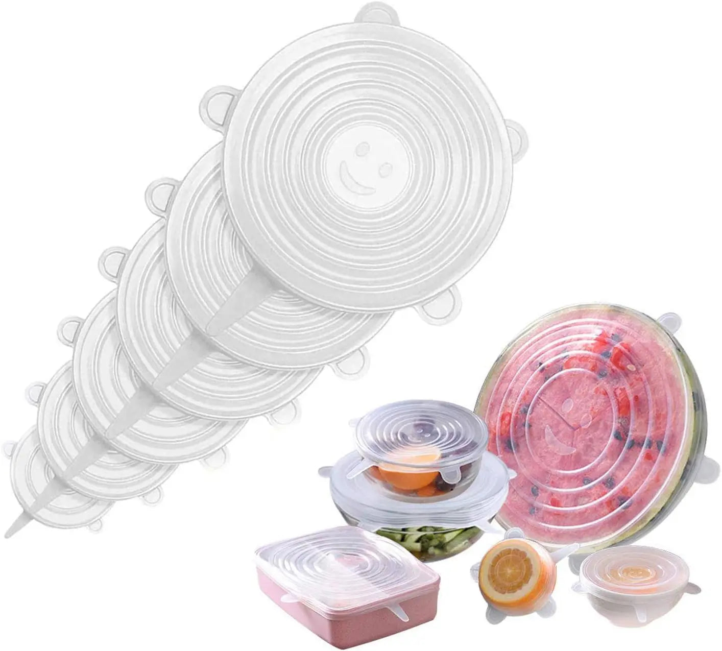 6-Pack Reusable Silicone Stretch Lids – Universal Food Covers for Bowls &
