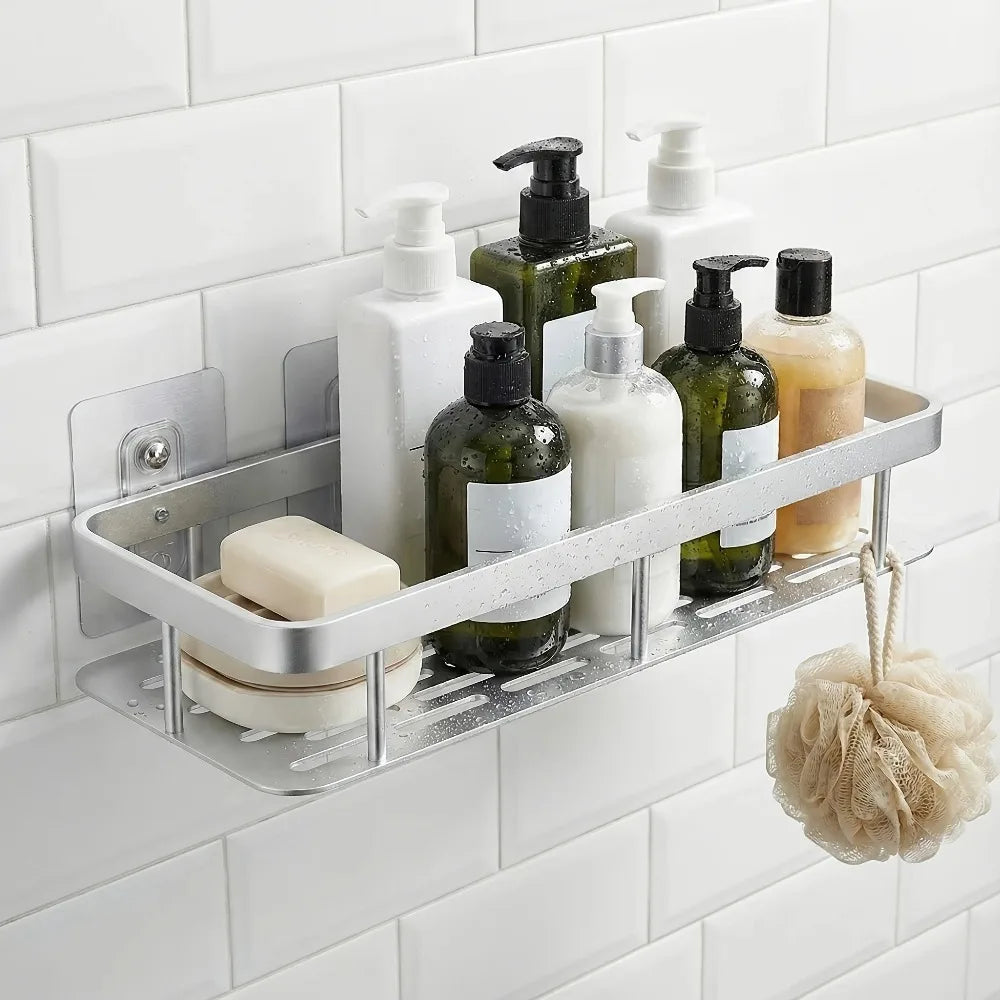 Adhesive Corner Shower Caddy – Adhesive Wall Mounted Bathroom Shelf