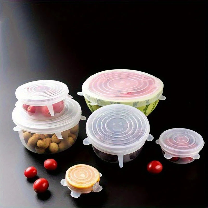 6-Pack Reusable Silicone Stretch Lids – Universal Food Covers for Bowls &