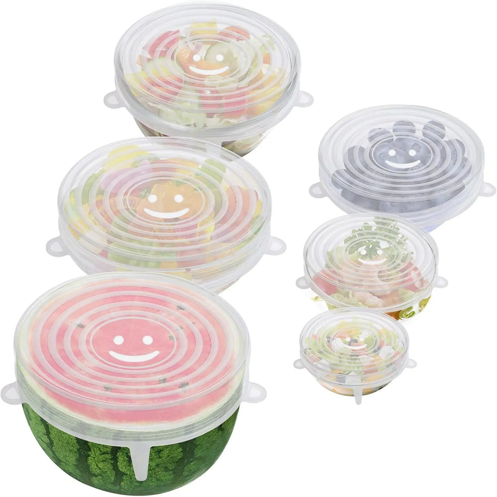 6-Pack Reusable Silicone Stretch Lids – Universal Food Covers for Bowls &