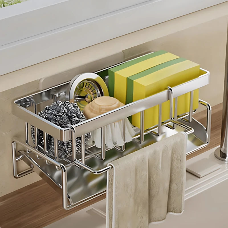 Over-Sink Kitchen Organizer – Faucet Mounted Sponge Holder & Sink Storage Rack