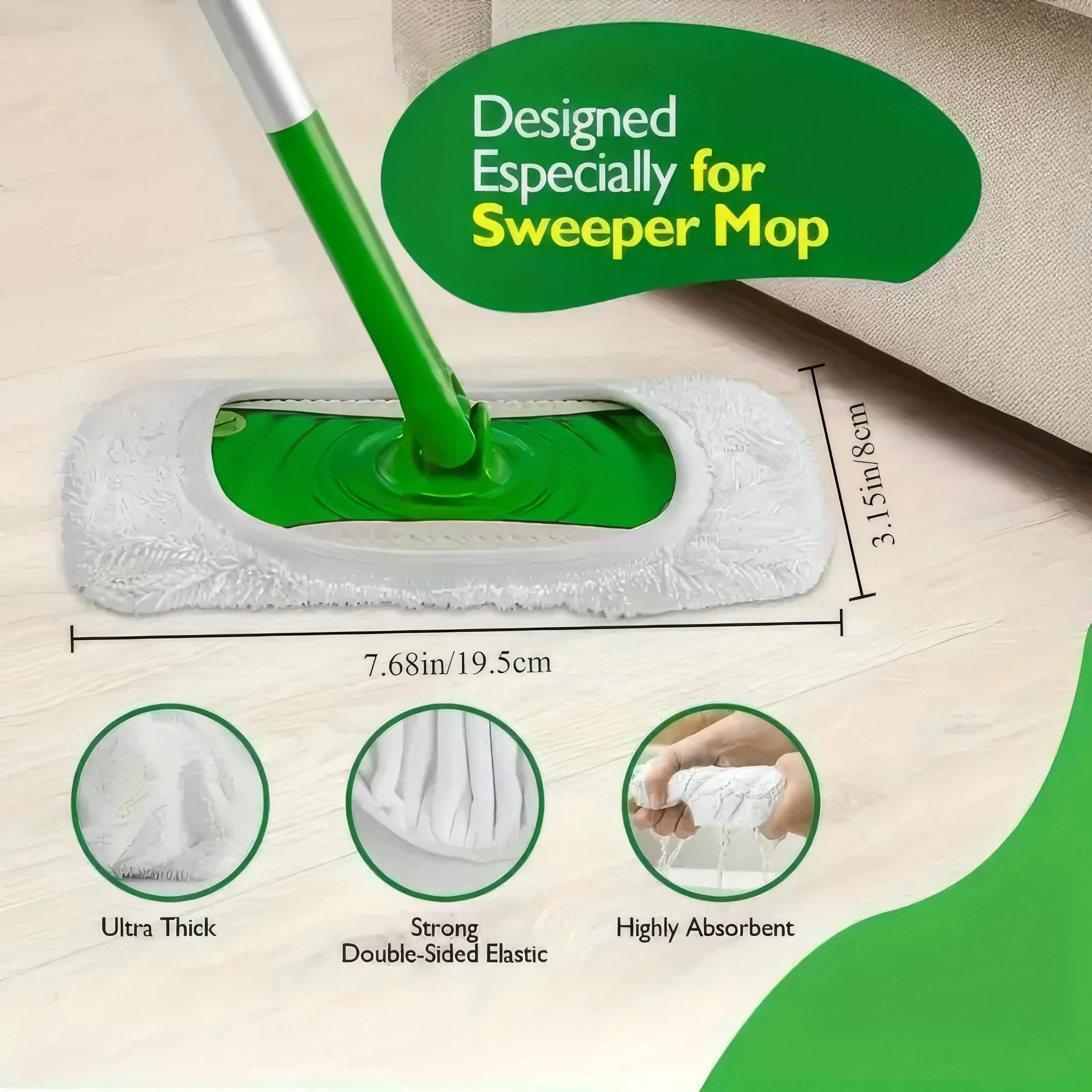 Microfiber Mop Replacement Pads (3 Pack) – Reusable Floor Cleaning Cloths