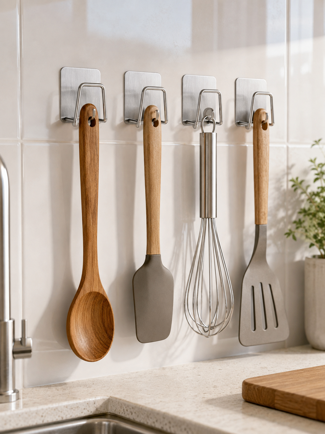 1/2/4 Piece | No-Drill Adhesive Sponge Holder – Under Sink Kitchen Sponge Caddy for Fast Drying | Metal