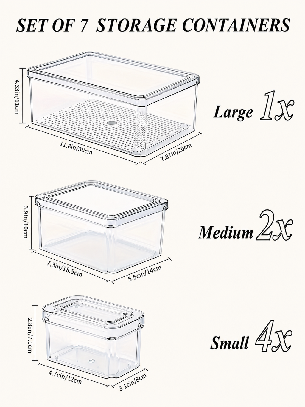 7-Pack Bathroom Organizer Bins with Lids – Stackable Clear Storage Containers with Handles |