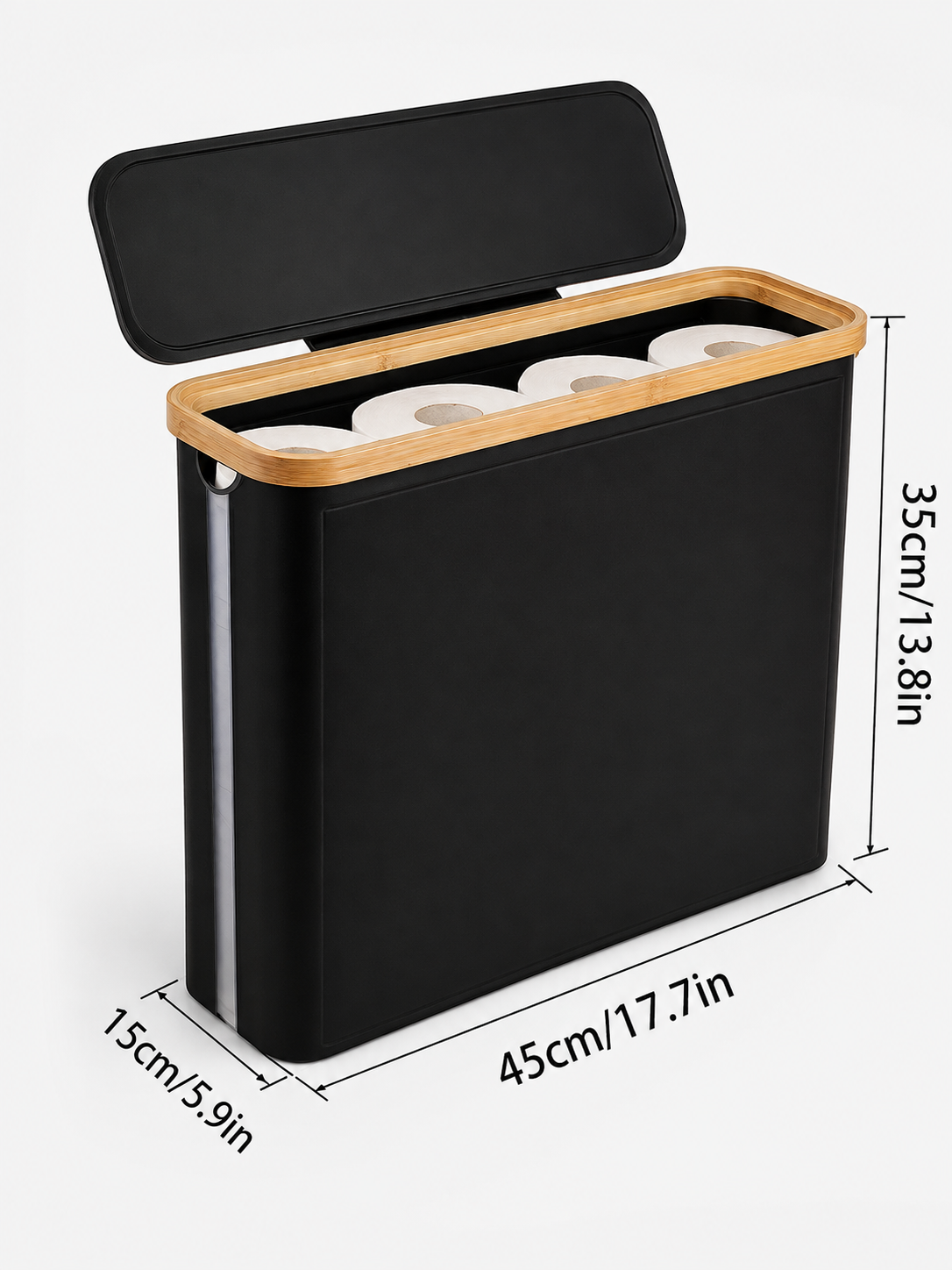 28L Toilet Paper Storage Basket with Bamboo Lid – Large Collapsible Bathroom Organizer