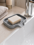Silicone Sink Mat with Water Drainage – Anti-Slip Draining Pad for Soap Dispenser & Soap Bar | Bathroom Organizer | Gray