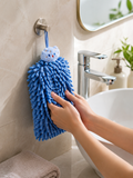 |Bathroom | Chenille Hanging Hand Towel – Ultra-Absorbent Quick-Dry Microfiber Towel with Loop | Blue |