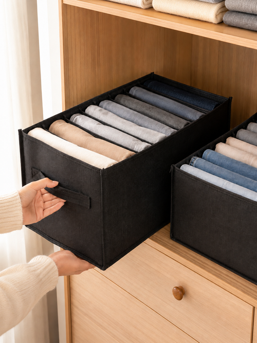 1, 2 or 3 Pack | 7-Grid Foldable Wardrobe Storage Boxes –