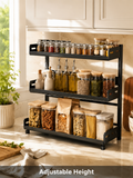 3-Tier Adjustable height Vertical Spice Rack Organizer – Rustproof Metal Kitchen Storage