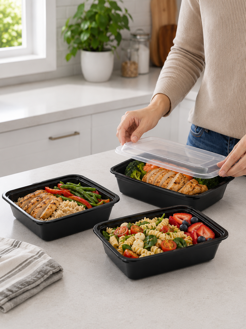 5/10-Pack Reusable Meal Prep Containers – 32oz Leakproof BPA-Free Food Storage