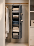 Hanging Closet Organizer with hooks – 5-Tier Foldable Wardrobe Storage Shelf |