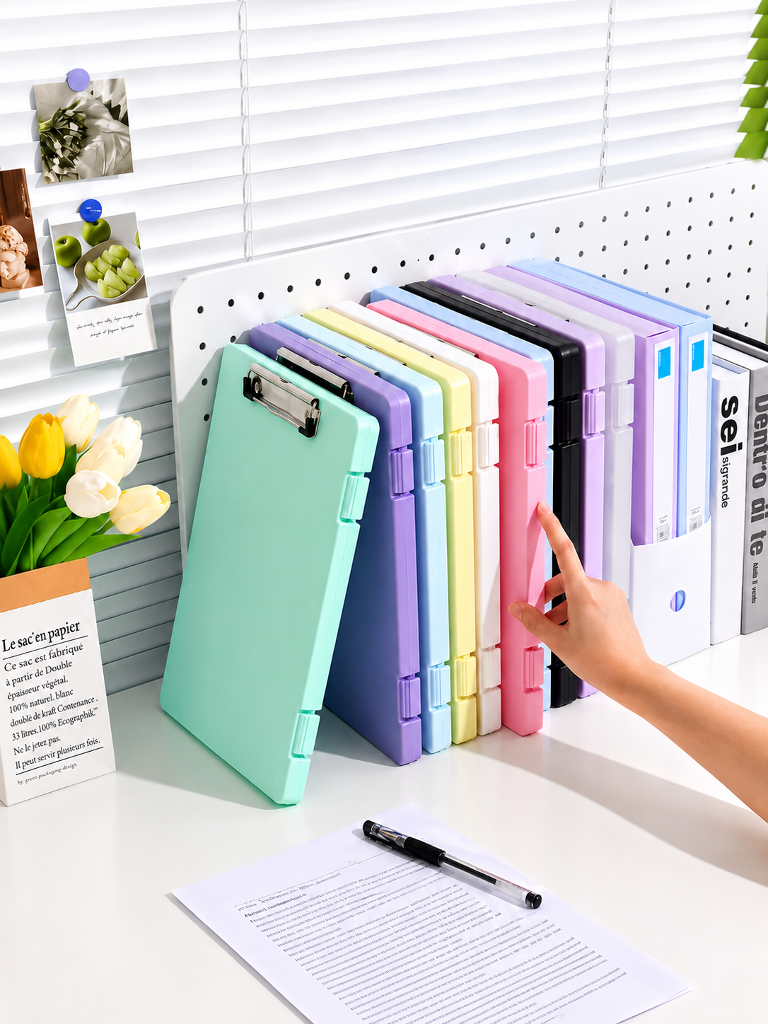 2, 5 or 10 Pack |High Quality Portable File Organizer & Writing Board – Waterproof Document Storage Box with Double Buckle Lock | Black, Blue or Pink