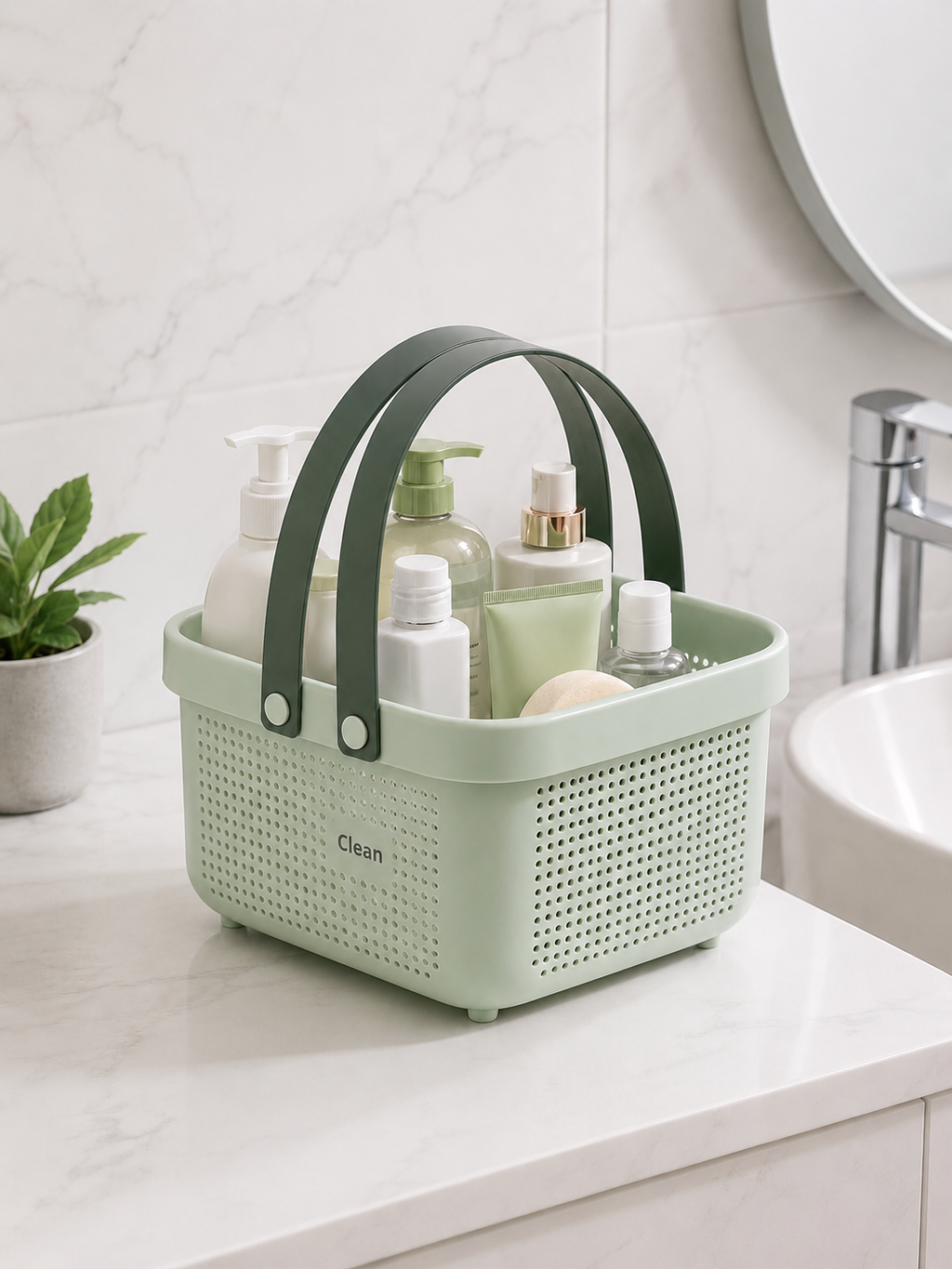 Portable Shower Caddy with Handle – Multi-Purpose Bathroom Storage Basket
