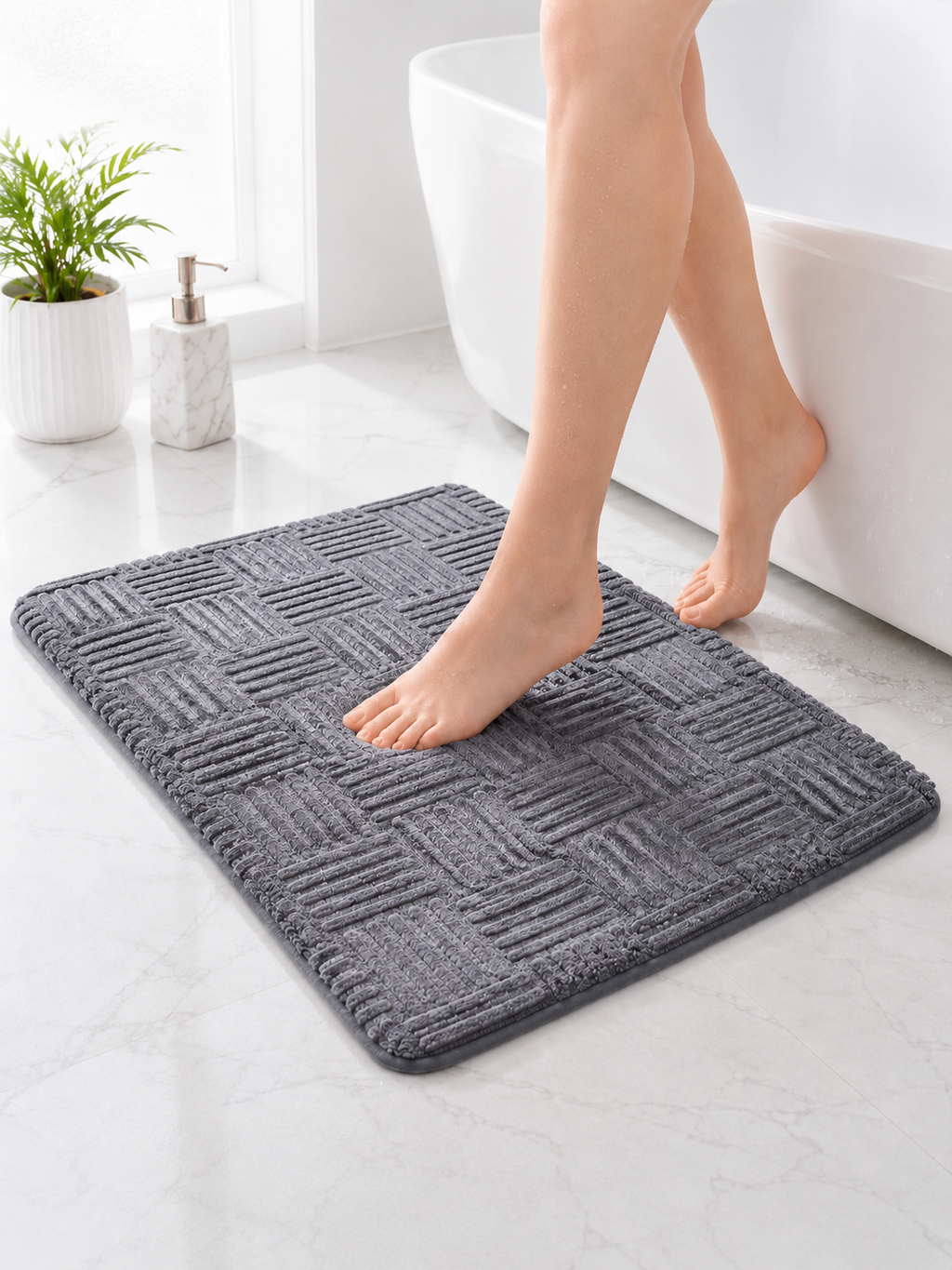 Ultra Absorbent Bathroom Floor Mat – Non-Slip Thick Soft Bath Rug