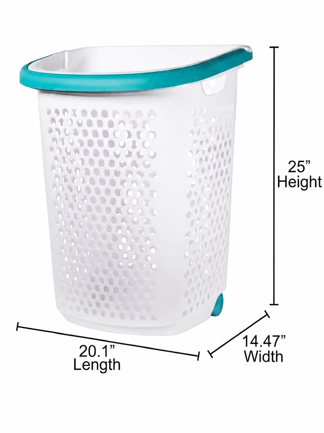 Rolling Laundry Hamper with Wheels – 2-Bushel Plastic Laundry Basket with Pop-Up Handle