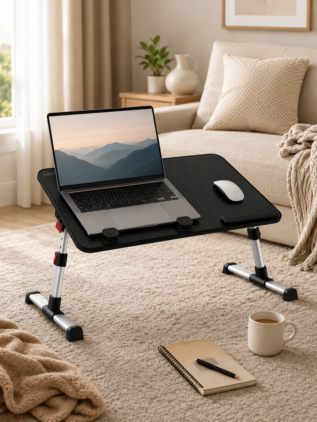 Adjustable Laptop Stand Desk with Foldable Legs – Ergonomic Portable Lap Desk for Bed, Sofa & Floor