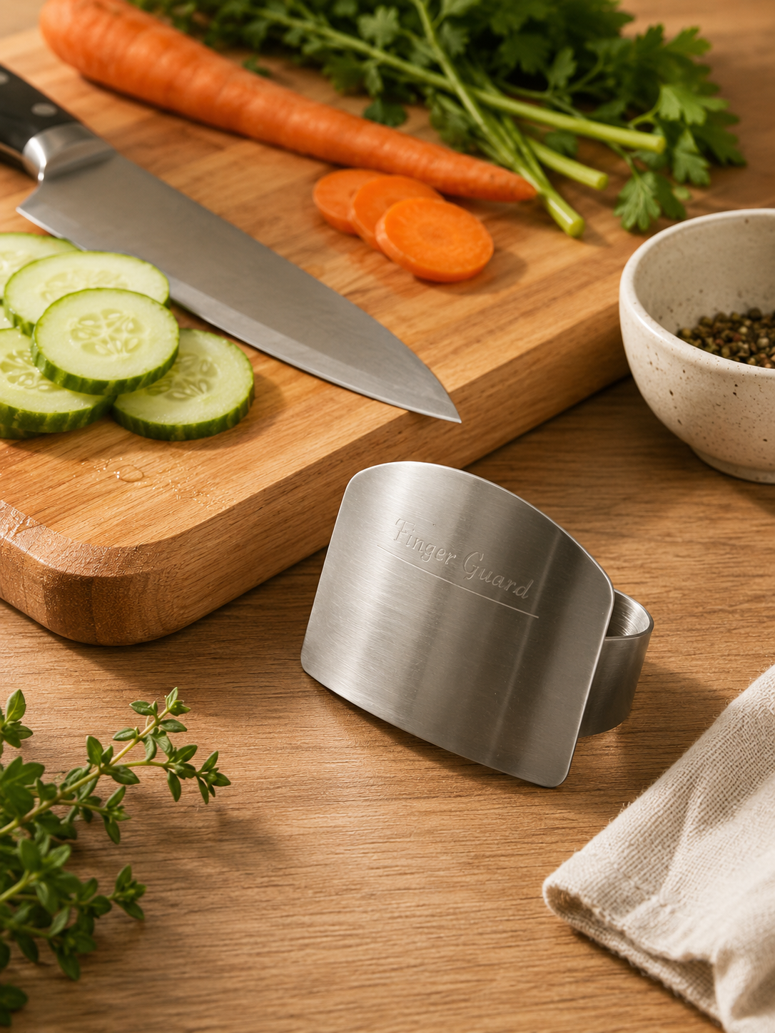 1 Piece Stainless Steel Finger Guard – Adjustable Kitchen Finger Protector for Safe Cutting & Slicing | Anti-Cut Safety Tool
