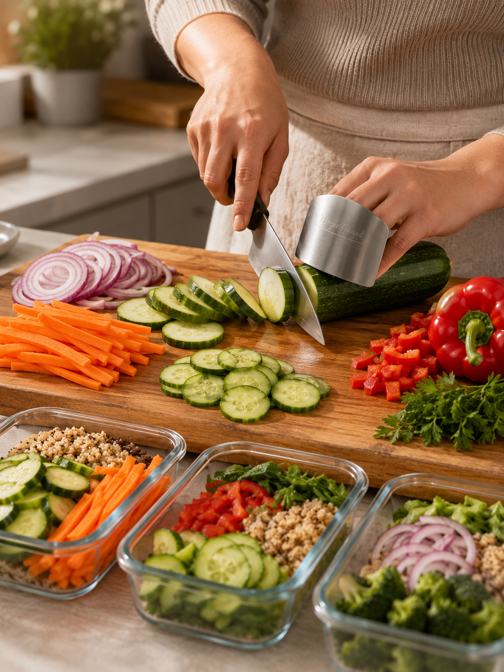 1 Piece Stainless Steel Finger Guard – Adjustable Kitchen Finger Protector for Safe Cutting & Slicing | Anti-Cut Safety Tool