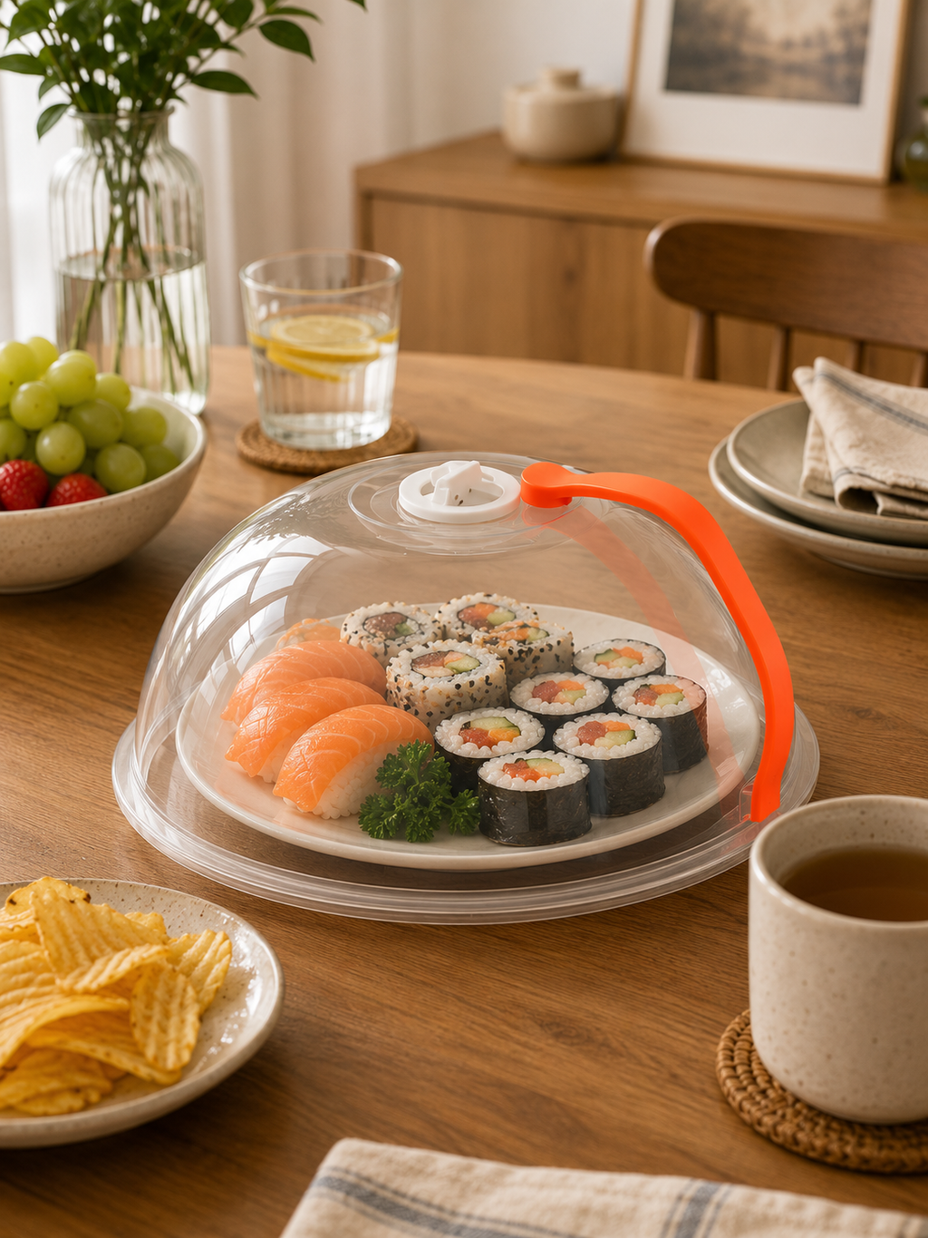 Microwave Food Cover with Steam Vents – Splatter Guard with Easy-Grip Handle for Plates & Bowls | Heat-Resistant