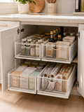 No-Drill Pull-Out Cabinet Storage Basket – Sliding Stainless Steel Kitchen Pantry Organizer | Stacking Bar 30cm | 1 or 2 Piece