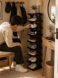 6/9-Tier  Vertical Shoe Rack – Space-Saving Detachable Stackable Shoe Storage Organizer | Solid Black