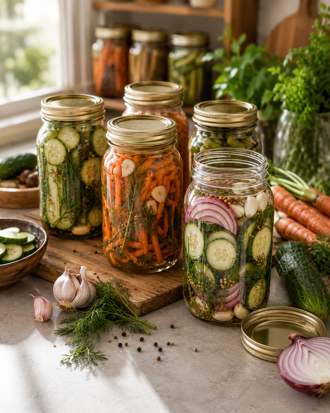 Pack of 6 or 12 | 32oz / 1000 ML Wide Mouth Glass Canning Jars – Airtight Mason Jars with Metal Lids for Canning, Pickling & Pantry Storage