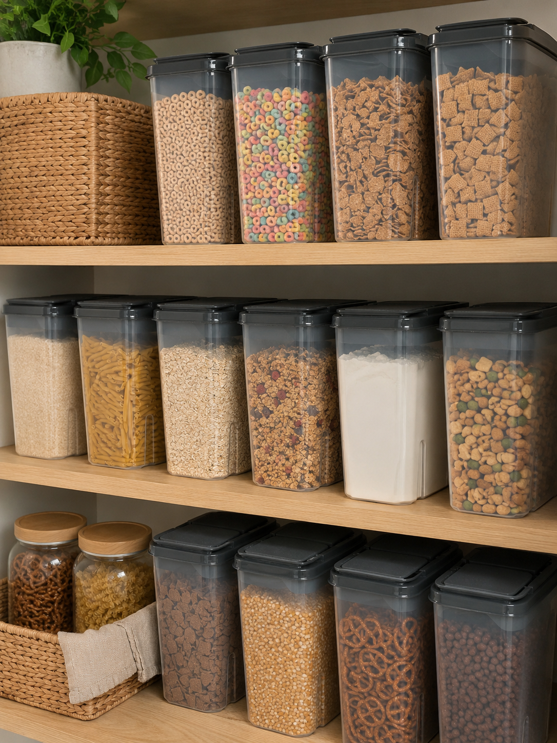 6 Quart Cereal Dispenser Containers – Airtight Dry Food Storage with Flip-Top Pour Spout & Easy Grip | 1 or 2 Piece