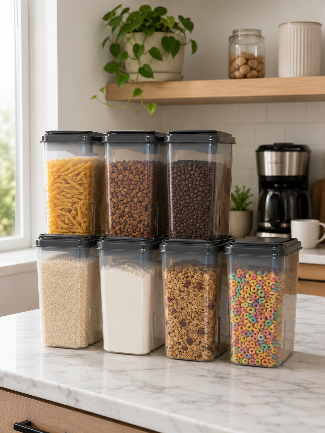 6 Quart Cereal Dispenser Containers – Airtight Dry Food Storage with Flip-Top Pour Spout & Easy Grip | 1 or 2 Piece