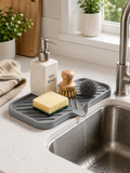 Silicone Sink Mat – Anti-Slip  Draining Pad for Sponge, Soap & Soap Dispenser | Kitchen & Bathroom Sink Organizer | Gray