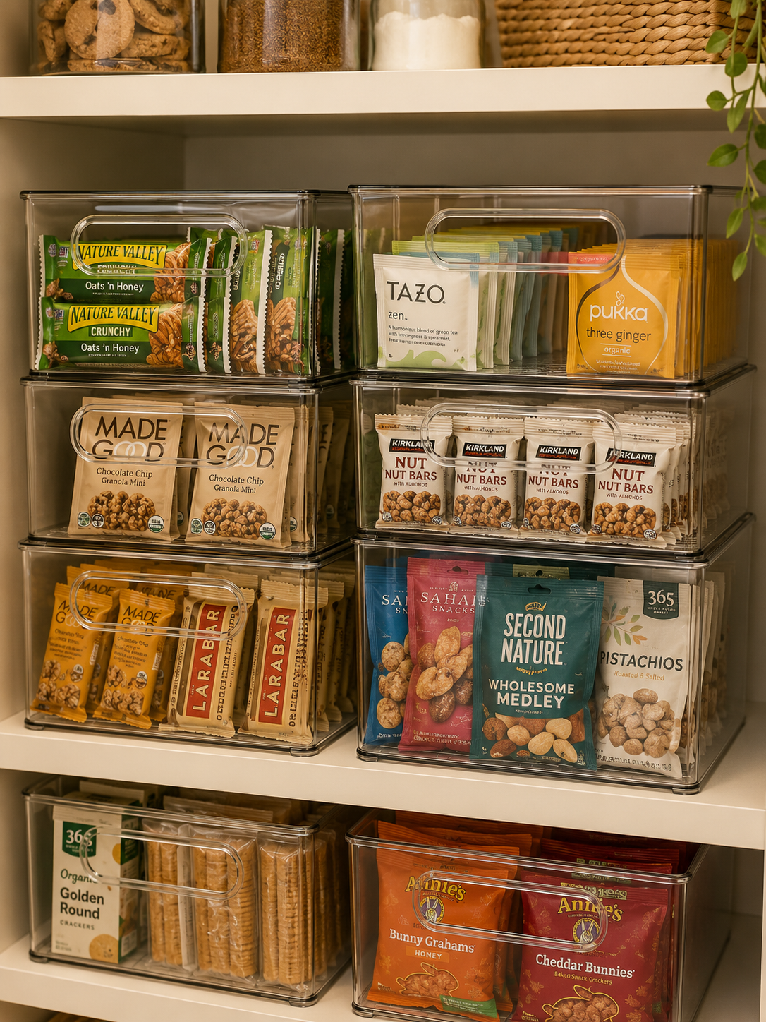 2/3-Pack Clear Pantry & Refrigerator &  Organizer Bins – Stackable Storage Containers with Handles | 25.5 × 15.1 × 7.6 cm