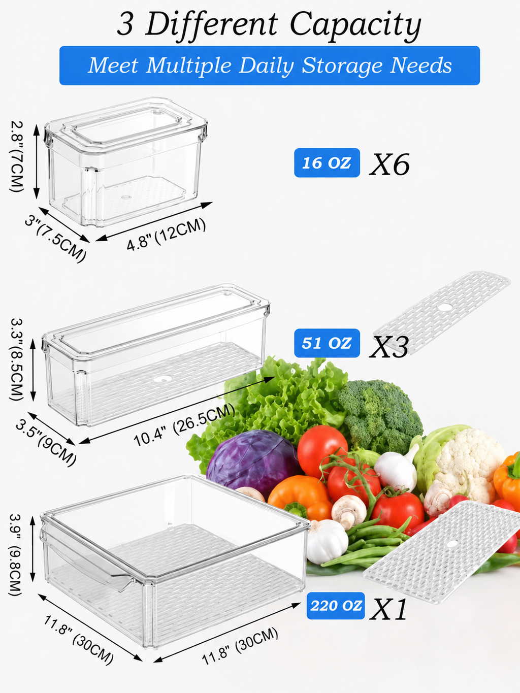 10-Pack Refrigerator & Pantry Organizer Bins with Lids – Stackable Clear Storage Containers with Handles | Fridge, Freezer & Pantry