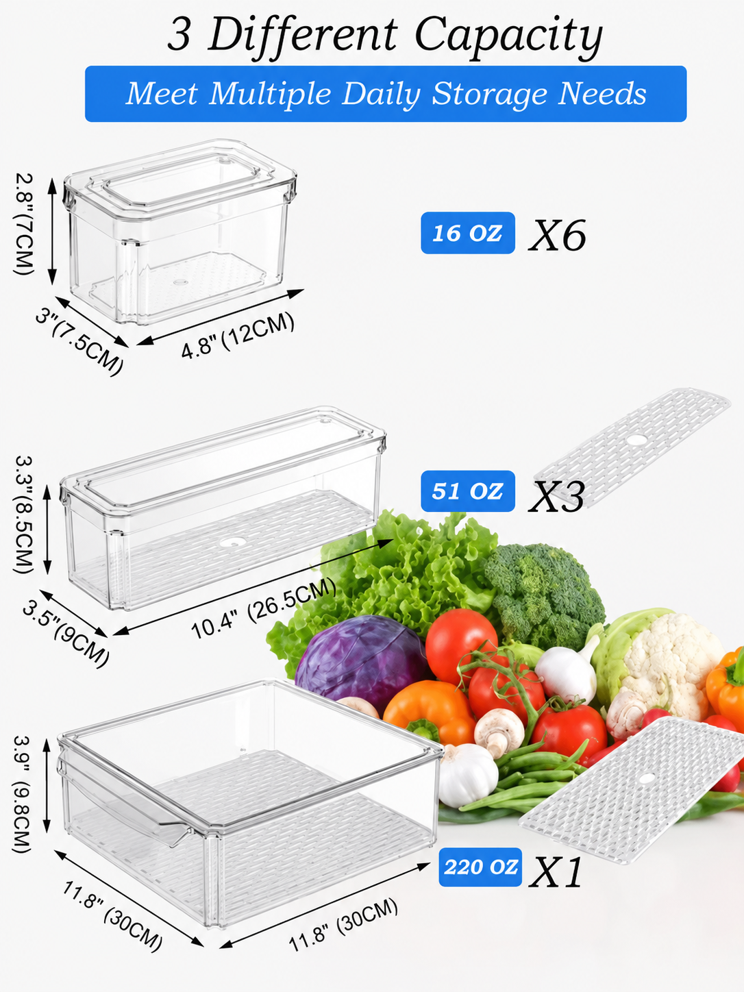 10-Pack Refrigerator & Pantry Organizer Bins with Lids – Stackable Clear Storage Containers with Handles | Fridge, Freezer & Pantry