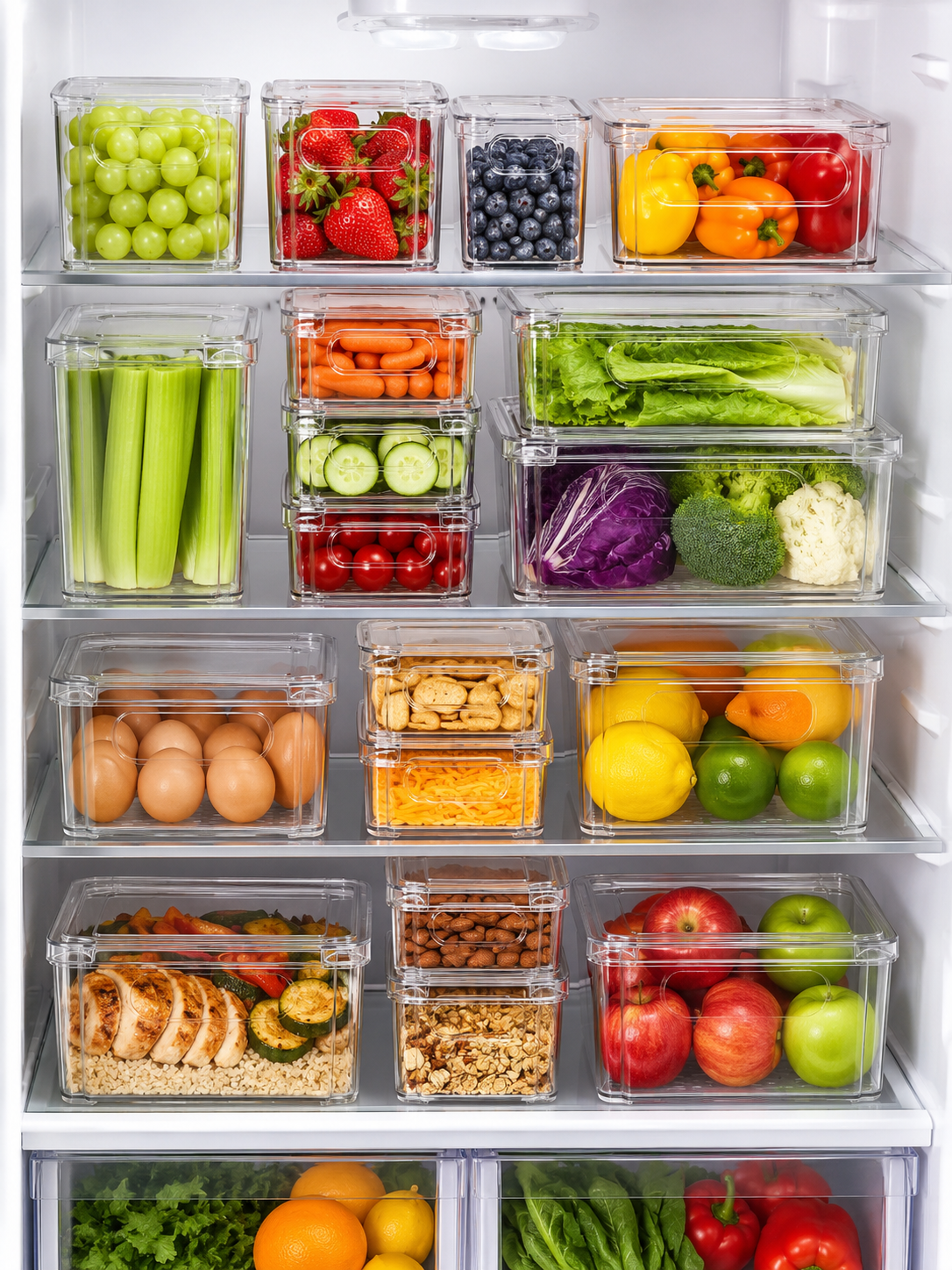10-Pack Refrigerator & Pantry Organizer Bins with Lids – Stackable Clear Storage Containers with Handles | Fridge, Freezer & Pantry