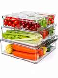 10-Pack Refrigerator & Pantry Organizer Bins with Lids – Stackable Clear Storage Containers with Handles | Fridge, Freezer & Pantry