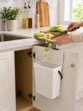 3L Hanging Kitchen Trash Can with Lid – Under-Sink Cabinet Door Garbage Bin with hanging Hook | Food Waste & Compost | Space-Saving | White