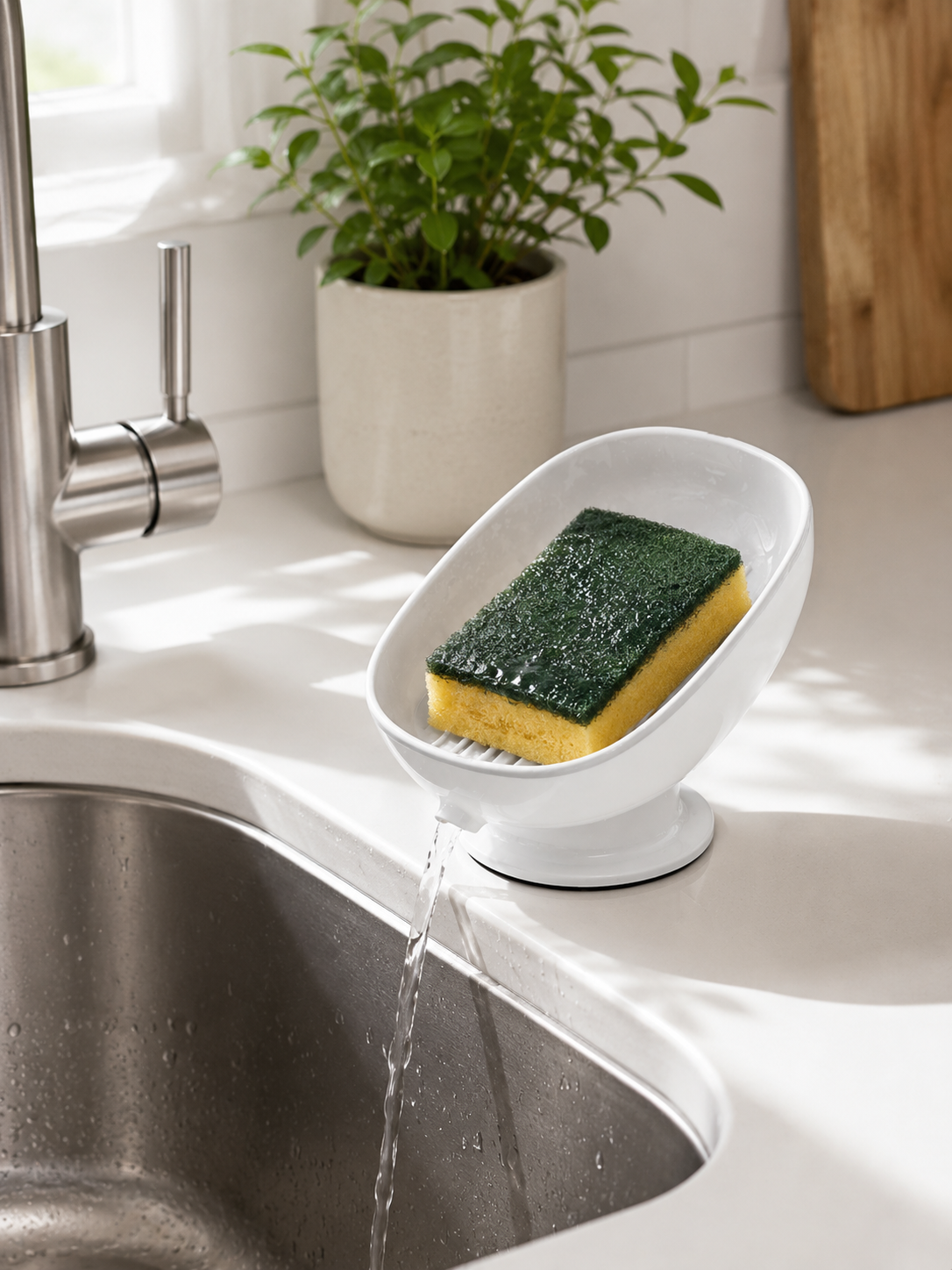 1, 2 or 3 Piece | Self-Draining Soap Dish – Double Layer Soap Holder with Detachable Drainage Plate | White
