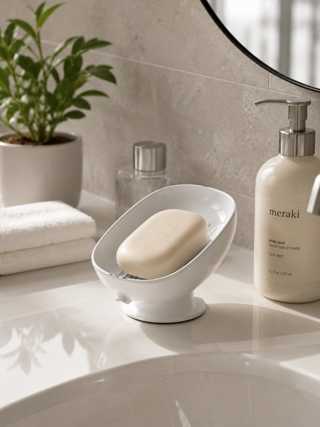 1, 2 or 3 Piece | Self-Draining Soap Dish – Double Layer Soap Holder with Detachable Drainage Plate | White