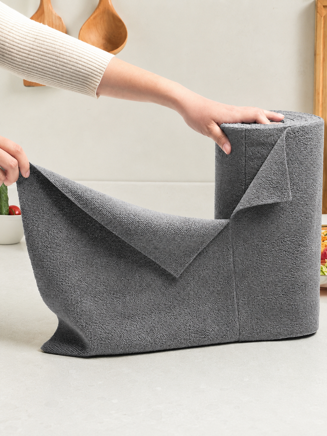 Reusable Microfiber Cleaning Roll – Tear-Away Super Absorbent Kitchen Cloths | Replaces Paper Towels | Washable | 20 or 50 Piece