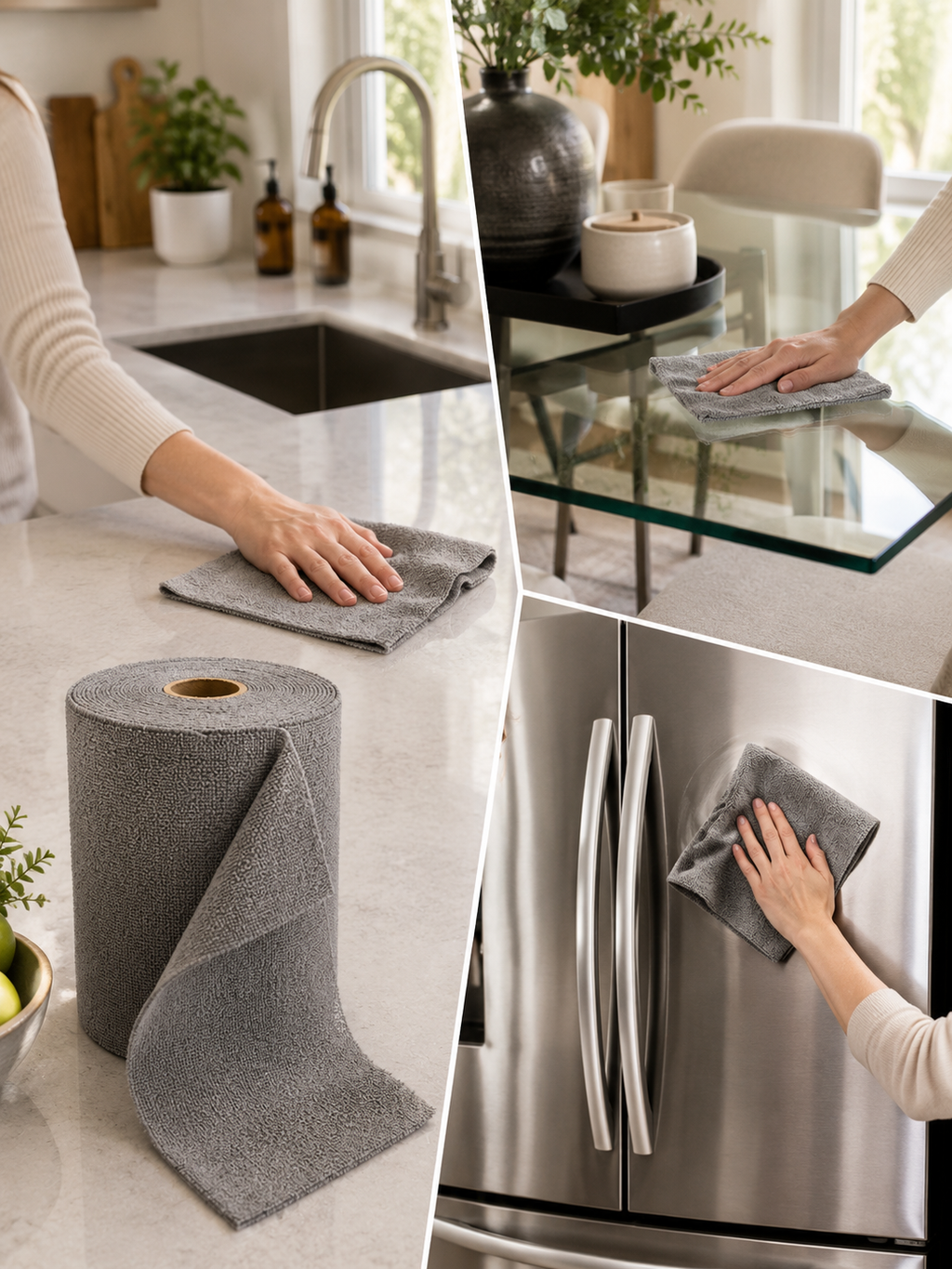 Reusable Microfiber Cleaning Roll – Tear-Away Super Absorbent Kitchen Cloths | Replaces Paper Towels | Washable | 20 or 50 Piece