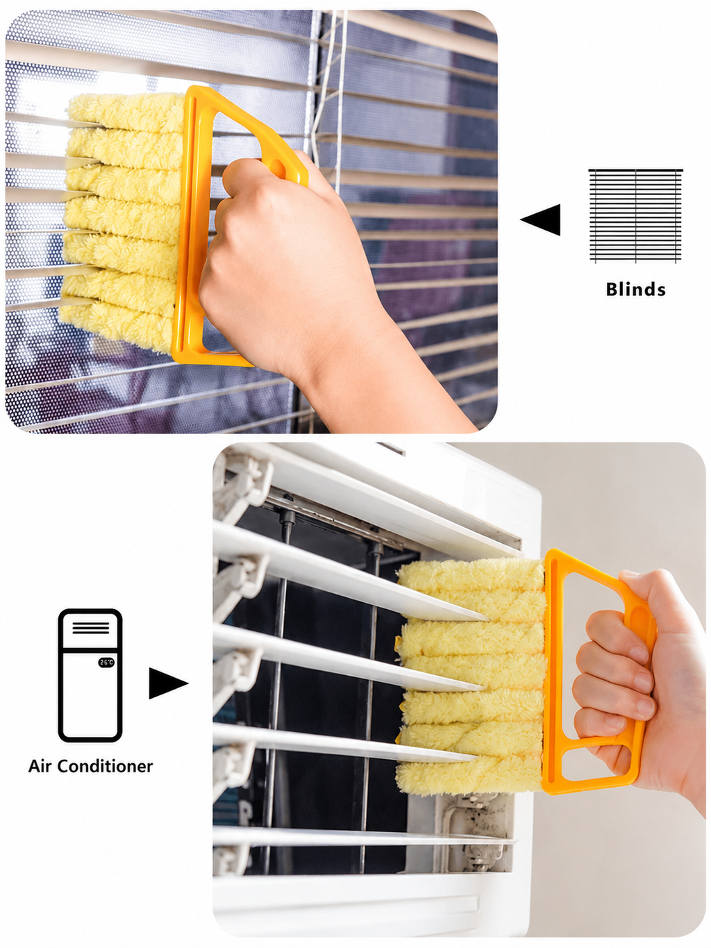 Microfiber Vent & Blind Cleaner Brush – Multi-Blade Dust Cleaning Tool for Air Vents, Window Blinds & Car Vents | Washable