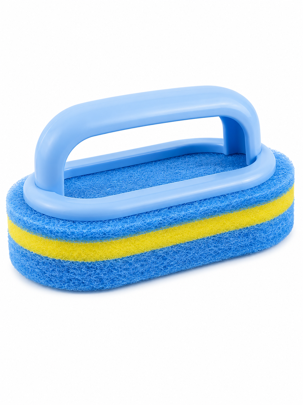 Tile Sponge Cleaning Brush – Dual-Layer Microfiber Scrubber with Built-In Handle | Hand-Safe | Kitchen & Bathroom