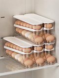 Automatic Rolling Egg Dispenser – 2-Tier Double-Layer Refrigerator Egg Organizer | Gravity-Fed | Clear/White | 1 or 2 Piece