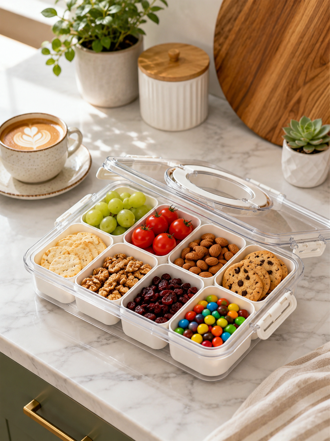 8-Grid Refrigerator & Pantry Storage Container – Leakproof BPA-Free Food Storage Box with Compartments | Meal Prep & Lunch
