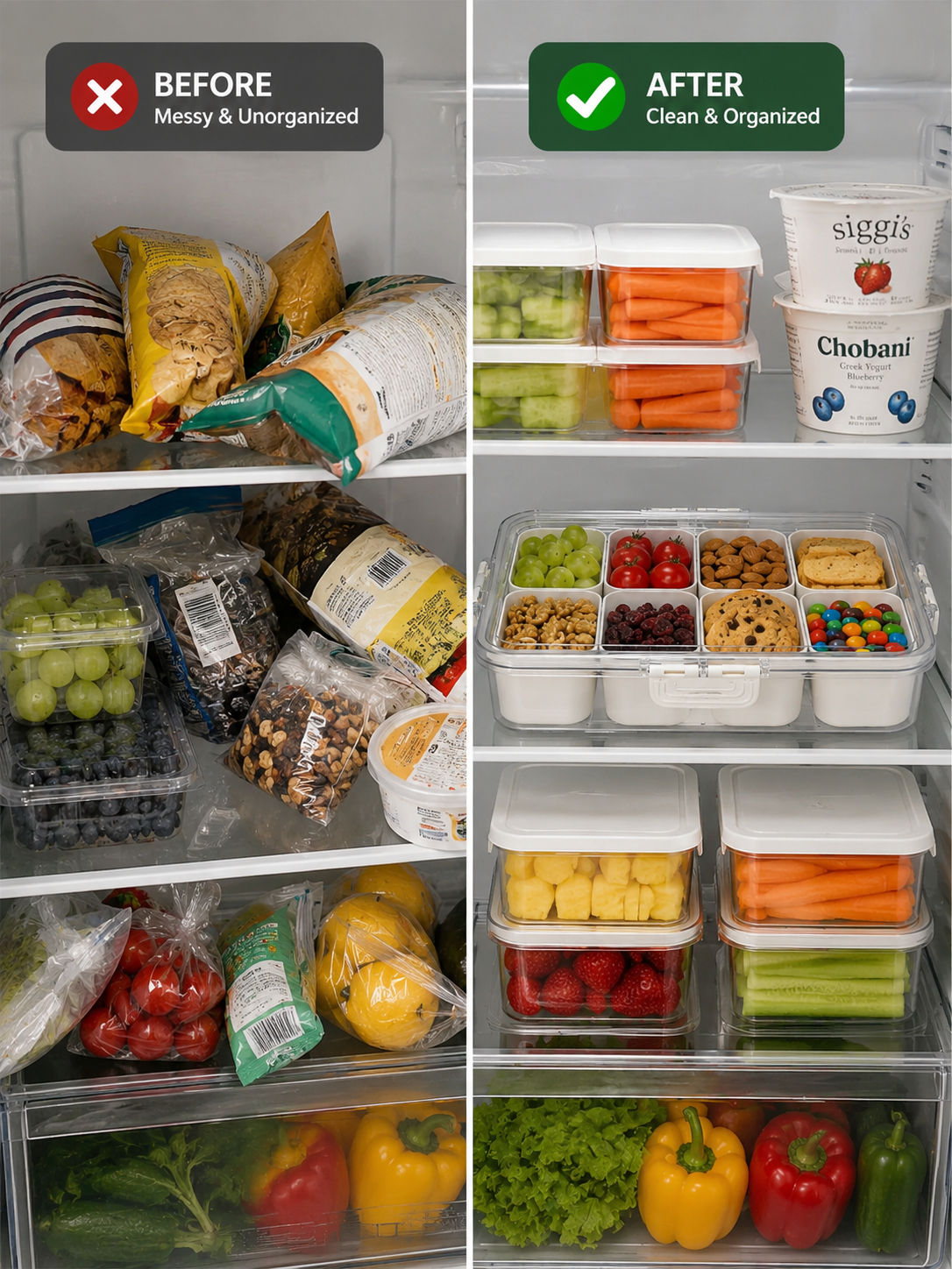8-Grid Refrigerator & Pantry Storage Container – Leakproof BPA-Free Food Storage Box with Compartments | Meal Prep & Lunch