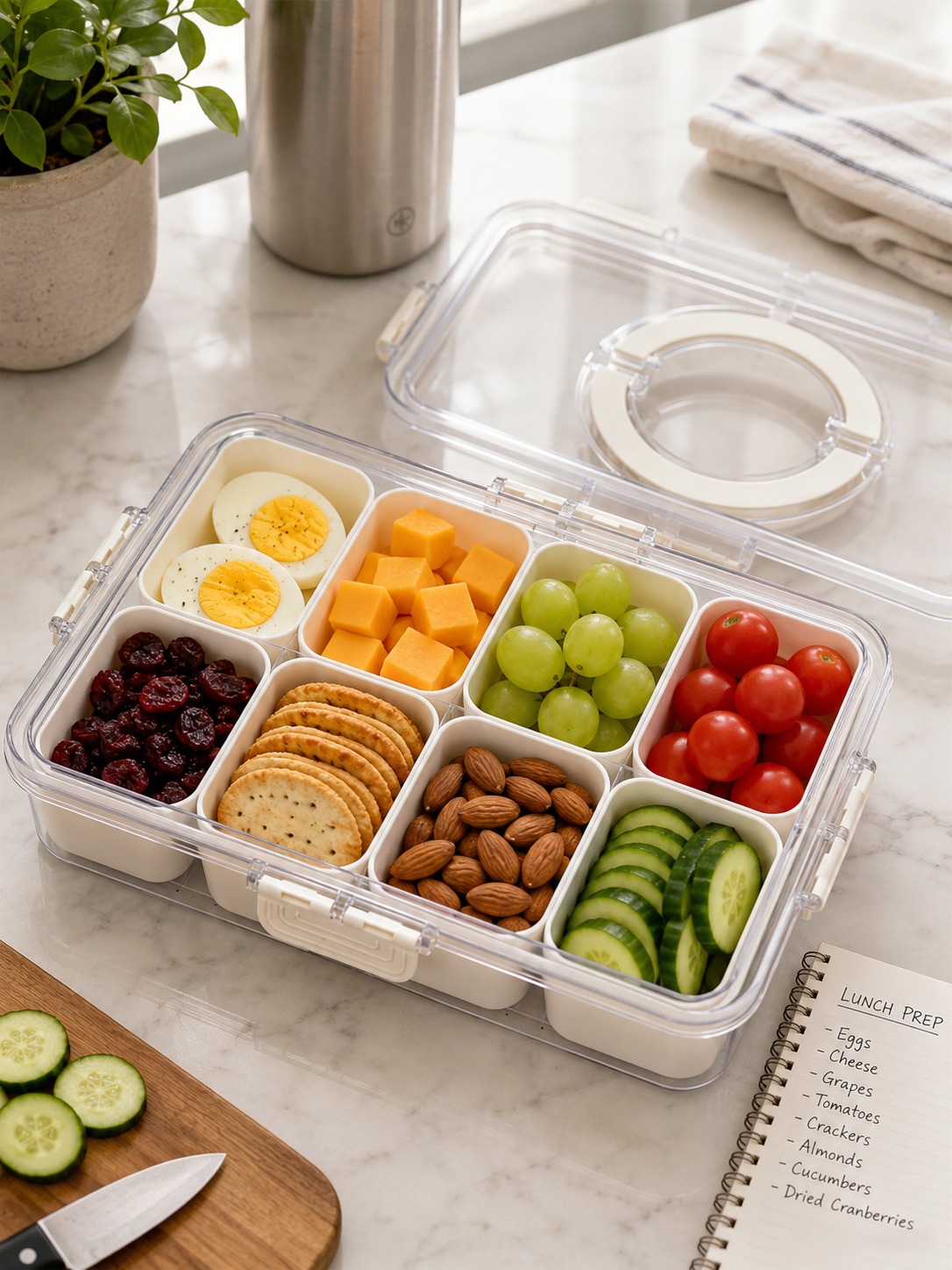 8-Grid Refrigerator & Pantry Storage Container – Leakproof BPA-Free Food Storage Box with Compartments | Meal Prep & Lunch