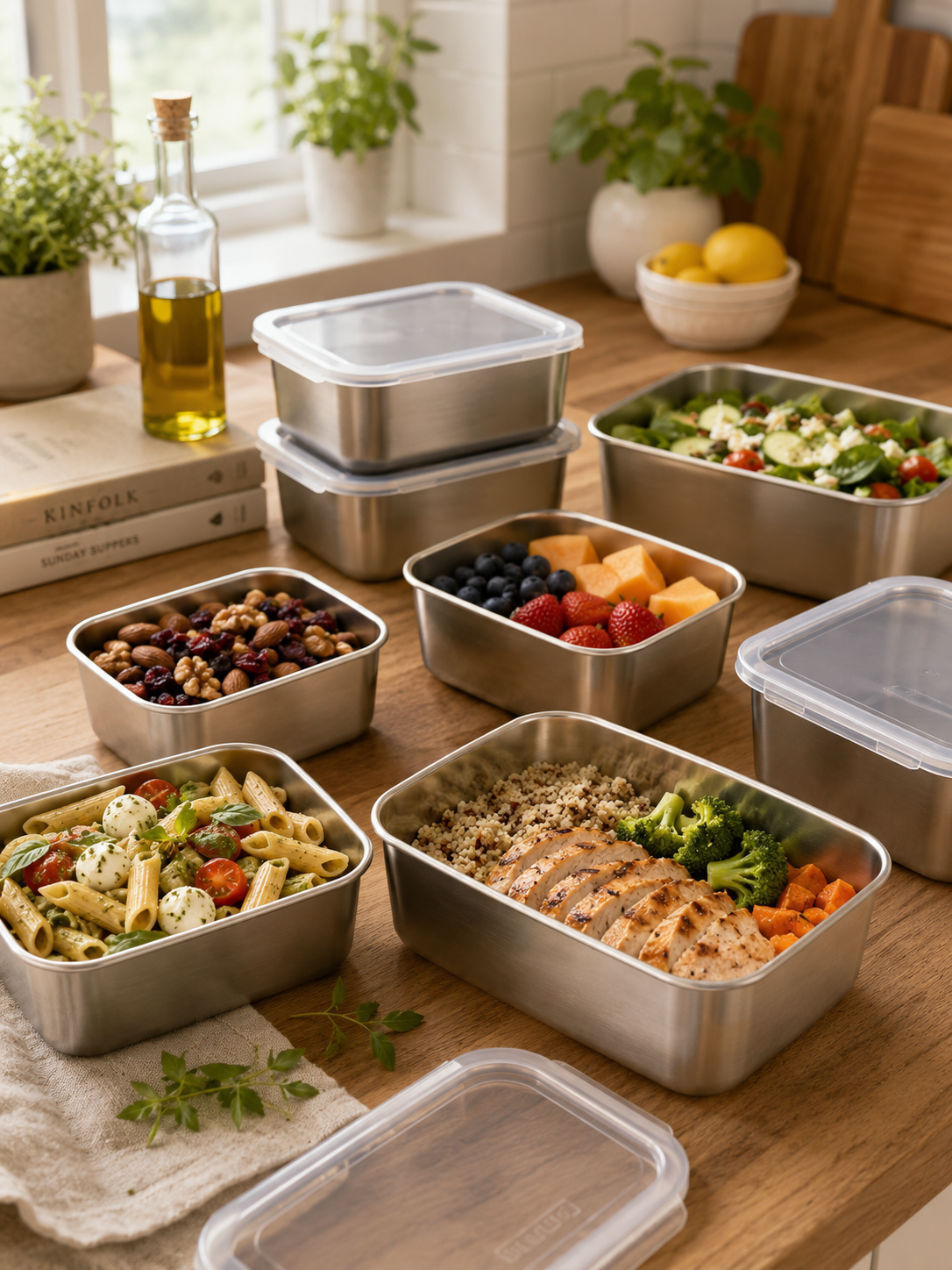 3 or 6 Pack | Stainless Steel Meal Prep Containers with Lids – Stackable Leakproof Food Storage Set |Reusable