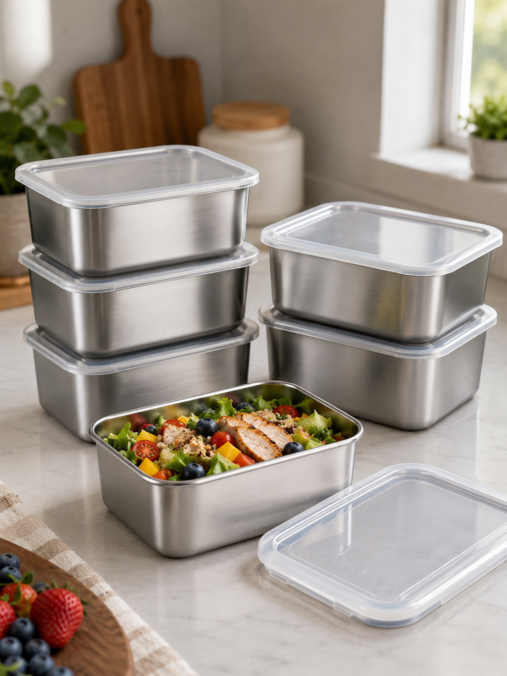 3 or 6 Pack | Stainless Steel Meal Prep Containers with Lids – Stackable Leakproof Food Storage Set |Reusable