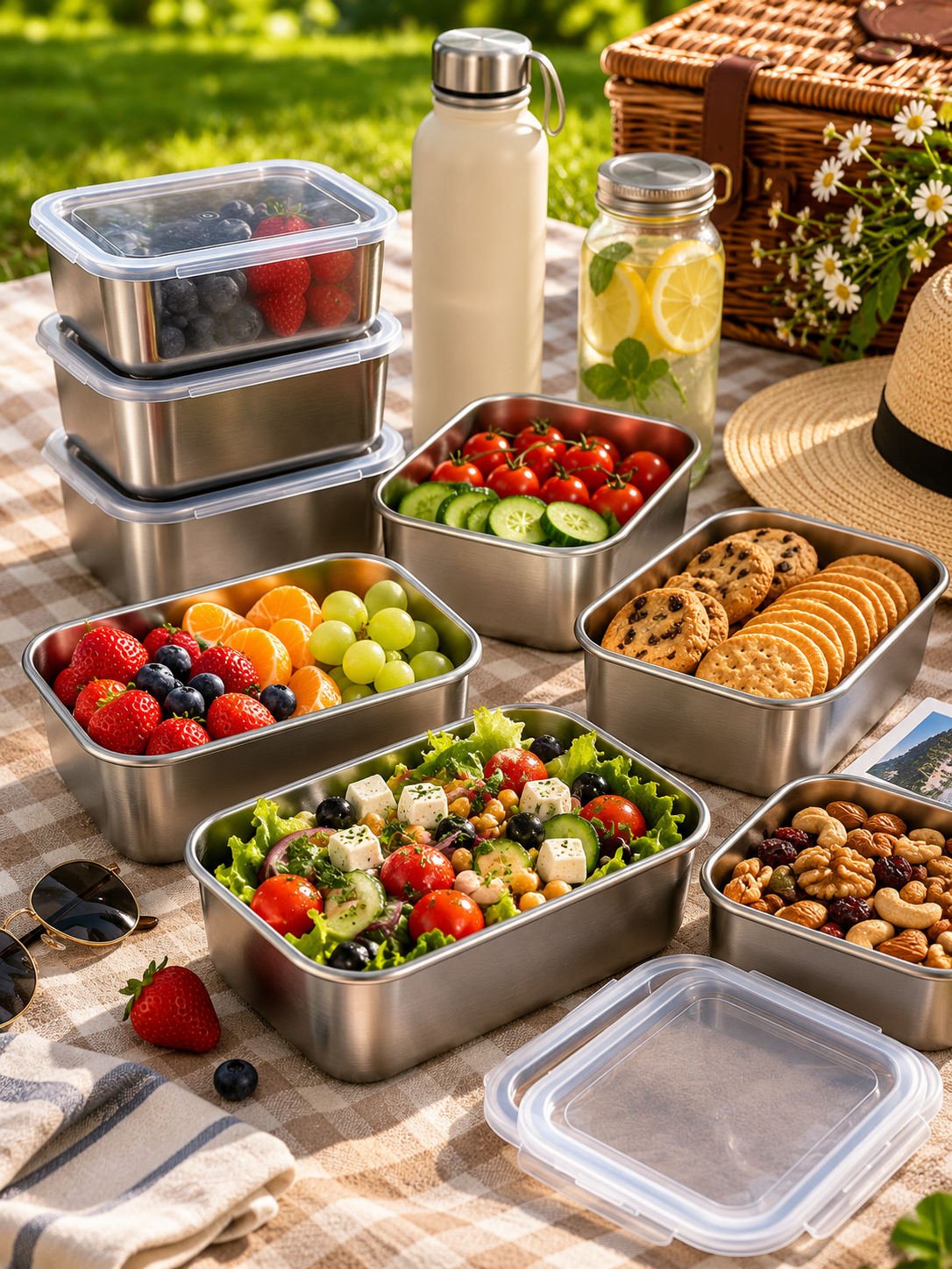 3 or 6 Pack | Stainless Steel Meal Prep Containers with Lids – Stackable Leakproof Food Storage Set |Reusable